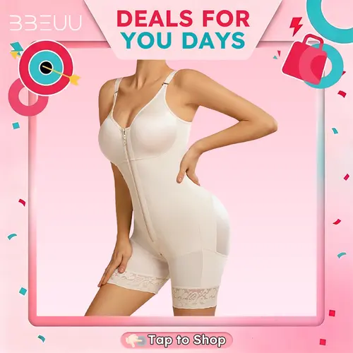 BBEUU Women‘s  Fajas Colombianas Shapewear High Compression Tummy Control Butt Lifter Body Shaper with Zipper Postpartum Recovery Bodysuit Womenswear