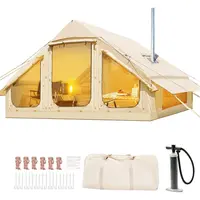 DoCred Large Oxford Fabric Instant Cabin Tent with Pump - 4-Season Waterproof Windproof Warm Hot Tent, Glamping Stove Jack Gazebo with Removable Mesh Windows/Doors for Beach, Camping, Beach Tents, Instant Cabin Tents
