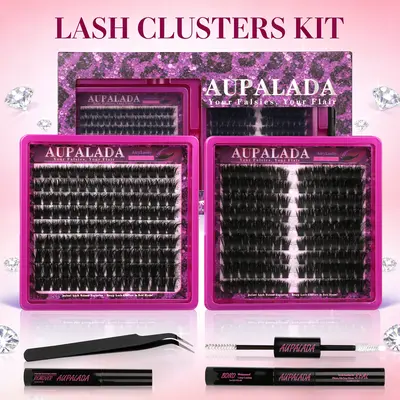 2-Style Lash Clusters DIY Eyelash Extension Kit, Professional 2-Style Multi-Pack Cluster Lashes with Glue and Remover, At-Home False Eyelashes Set, Makeup Products, #backtoschool,sohochic