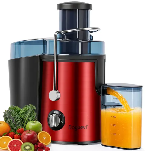 Boyuevi 800W Motor Centrifugal Juicer - 3" Whole Fruit & Veg Feed Chute, 30 oz. BPA-Free Juice Jug & Sipping, 304 Steel Parts, Fast Juicing, Removable Parts for Easy Cleanup, Auto-Cut Off Home Electric Kitchen Appliance sohochic