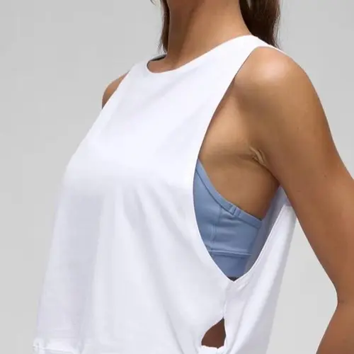 CRZ YOGA Pima Cotton Cropped Tank Tops for Women - Sleeveless Sports Shirts Athletic Yoga Running Gym Workout Crop Tops