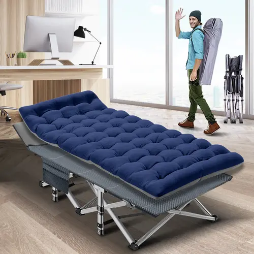 Lilypelle XL Camping Cot with Thick Pad - Portable Outdoor Equipment, Oversized Foldable Bed, 900LBS Max Load, Double Layer Oxford Heavy Duty, Park Use, Carrybag Ready, Carry Bag, Xl Oversize