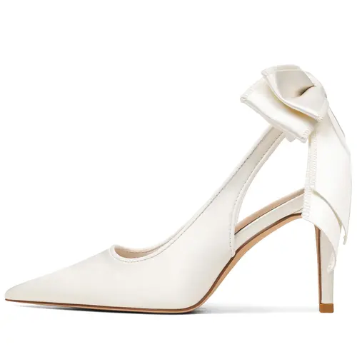 EROCALLI Women's Stylish Satin Stiletto Heeled Pumps - Pointed Closed Toe, Bow Accent, Slingback Courts for Bridal Events, Elegant All-Seasons Fashion Black Footwear,sohochic