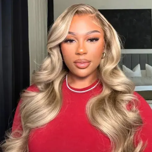 Tuneful  180% Density P18/613 Blonde Ombre Highlight 13x6 Lace Front Wig Human Hair HD transparent Lace Body Wave Wig Pre Plucked Human Hair Wigs for Black Women 30 Inch SummerVibes