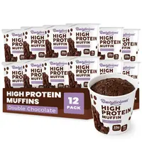 Bootylicious Protein Muffin, Double Chocolate, 12-Pack | 25g Protein, High Fiber, 7g Net Carbs*, 200 Calories or Less