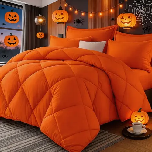 7pcs Comforter Set, Lightweight & Soft & Luxurious , Full/Queen/King size, 1 comforter + 1 Flat Sheet + 1 Fitted Sheet + 2 Pillowcases + 2 Pillow Shams,  Hotel Quality Machine Washable, Must-Have Bedding For Bedroom #halloweenfinds #tiktokshopbacktoschool