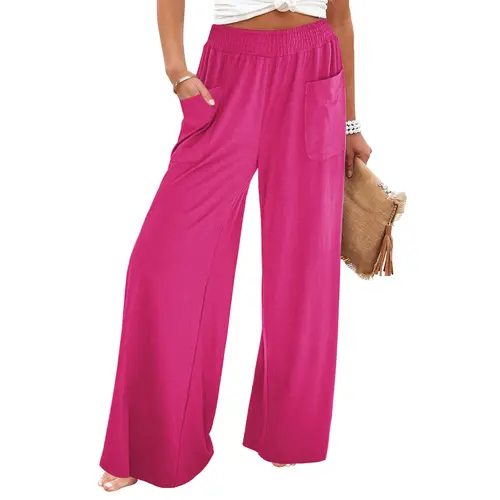 【Blue Waters’ Viral Picks】GRAPENT Wide Leg Pants for Women High Wasited Baggy Palazzo Pants Casual Pull On Bell Bottom Smocked Elastic Waist Pants,clothes for back to school,first day of school outfits,sohochic