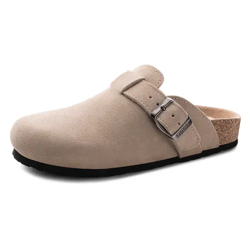 FITORY Women's Suede Leather Breathable Clogs - Adjustable Straps, Cork Sole, Everyday Shoes for Women, Casual Wear Footwear,sohochic