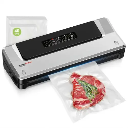 Bonsenkitchen Compact ABS Vacuum Sealer Machine with 40 Bags - Meal Prep, Kitchen Storage Tool with Multiple Modes, External Vacuum System, Reduce Waste, Silver,home essentials,back to school,back to school haul,sohochic