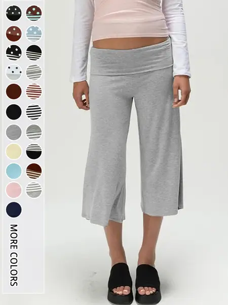 Women's High Waist Wide Leg Three Quarter Pants Vintage Style Commuter Trousers, Slimming Drape Fit Bottoms, Comfortable Everyday Office Wear, Womenswear, Casual Pants, Slacks