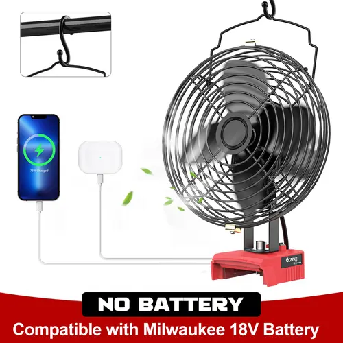 Jobsite Fan for Milwaukee 18V Li-ion Battery for Industrial, Outdoor, Construction Site Cooling, Battery NOT Included toolupgrade