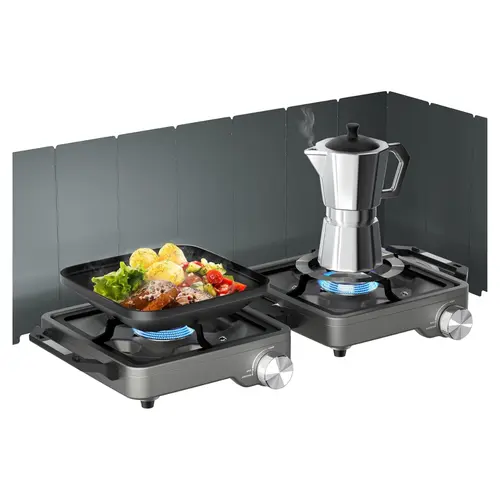 Foldable 2-Burner Propane Camping Stove (27000 BTU) - Outdoor Cooking Equipment with Windshield, Carry Bag, Easy Setup, Stainless Steel, Easy Maintenance for Camping, BBQ,sohochic