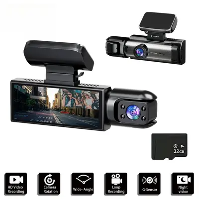 Full HD 1080P Dual Camera Dash Cam 3.16 Inch IPS Screen Car Driving Recorder with IR Night Vision G Sensor Loop Recording Parking Monitor Wide Angle Lens Accident Evidence Car Camera 4K Dashcam for Safety 24 Hour Parking Mode Car Accessories Electronics C