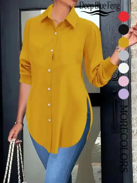 Elegant Fashion Women's Collared Long Sleeve Shirt, Fitted Outer Shell, Moderate Fabric Thickness, Casual Style, Spring & Fall Wear