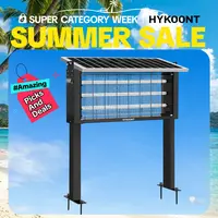 HYKOONT 30W Solar LED Rechargeable Bug Zapper - Triple-Tube, Dusk-to-Dawn, IPX4 Waterproof Outside Insect Killer for Summer Garden Control, Outside Bug Zapper, Rechargeable Mosquito Zapper summerwins