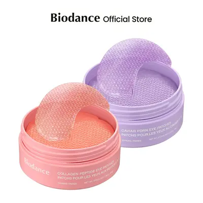 [Biodance Official] Collagen Peptide Eye Patch Duo For Wrinkle, Dark Circles & Dark Spots | Collagen Peptide, Caviar PDRN, Vita Niacinamide, Korean Skincare Kit, Under Eye Patches Bundle, Puffy Eyes, Eyebag, Anti-aging, Dull Skin, Brightening