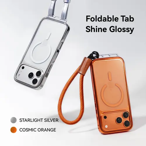 CASEKOO Perfect Match Glacier/Burgundy MagSafe Case iPhone 18 Pro Max with Wrist Strap Glossy Premium LINKOO iPhone 17/16 Pro/Pro Max Case, Patented ClipSafe: Built-in Foldable Hidden Tab, Lens Protection, Never Yellow Clear Back, SohoChic