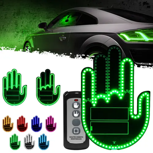 DIBMS Car Gesture Decorative Lights, Ambient Lighting, Rechargeable Led Gesture Lights for Car Road Rage Led Signs calm road rage,Remote Control Triple Mode Fun Finger Lights.  (1 Pacs) Automotive truck stuff  Car Accessories led lights for