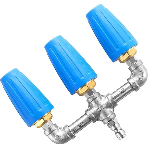 RIDGE WASHER Dual Turbo Water Hose Nozzle Pressure Washer Accessory - 1/4 Quick-Connect Garden Hose Connector, Stainless Steel & Brass Components, 2.0 Orifice 3-in-1 Rotating Tip, 4.0GPM, 4000 PSI, Powerful Flow, Ideal for Decks, Walls, Driveway, Outdoor,