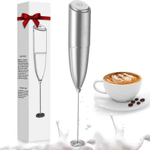 Yonsya Cord-Free Hand Mixer - Camping-Friendly Grey Kitchen Appliance with RPM Motor, Battery-Powered Frothing Wand, Coffee Whisk, 10s Creamy Froth, Foamy Latte Top, Drawer-Friendly Design, Quick Cleanup, Battery Power, Cord-Free, Handheld Beverage Mixer,