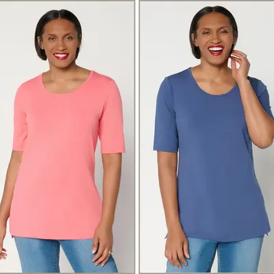 Denim & Co. Essentials Regular So Soft Jersey 2-Pack Tunics