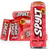 SPYLT High Protein Caffeinated Milk Drink - Strawberry Flavor, 12-Pack Canned Pack (132oz Total), Sugar-Free, Lactose-Free, Ready-to-Drink, Workout Recovery & Energy Boost Beverage (PACKAGING MAY VARY), Sp