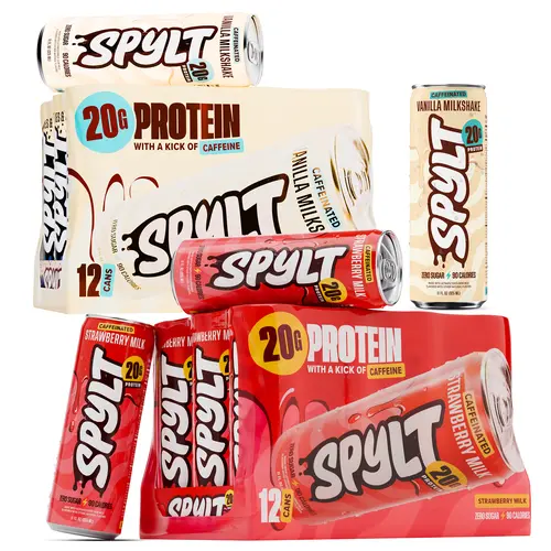 Spylt Strawberry + Vanilla High Protein Energy Beverage Bundle, 60mg Caffeine, 20g Lean Protein, 90 Calories, Sugar-Free, Lactose-Free, Ready-to-Drink Healthy Ambient Drink for Workout Recovery, Afternoon Pick-Me-Up