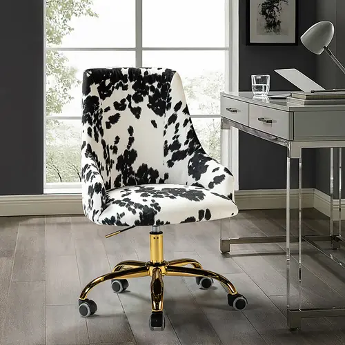 【Fall Pick】HULALA HOME Brett Fabric Office Chair Ergonomic Shape Durable Frame Classic Design Soft Filling Height Adjustable All Directional Wheels