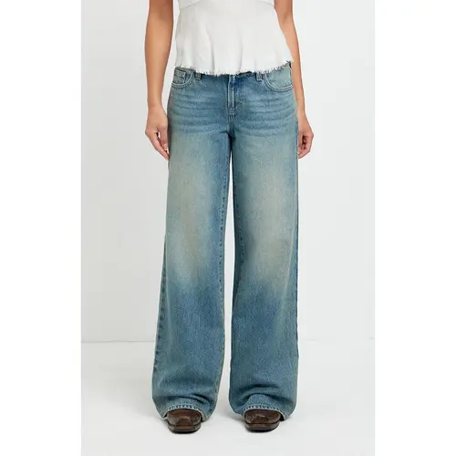 Pacsun Women's Casey Low Rise Baggy Jeans Medium Blue Tint