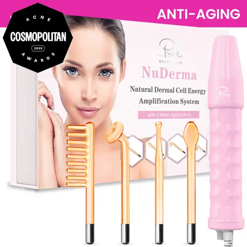 NuDerma High Frequency Wand - Pink with 4 Neon-Powered Applicators & Headband - Available on TikTok Only - Pure Daily Care Acne Kit for All Skin Types Summervibes