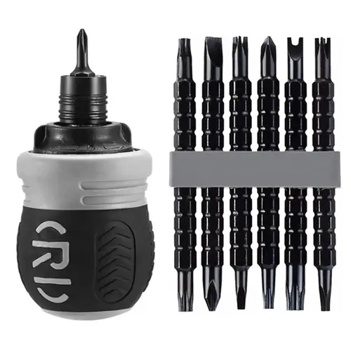 Short ratchet screwdriver CR-V hardened hard dual-purpose screwdriver head Telescopic dual-purpose screwdriver cross Slotted screwdriver head Screwdriver powerful magnetic multi-function Fathers Day Gift