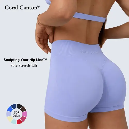 Coral Canton Seamless Sports Strappy Top & Shorts Set SohoChic
