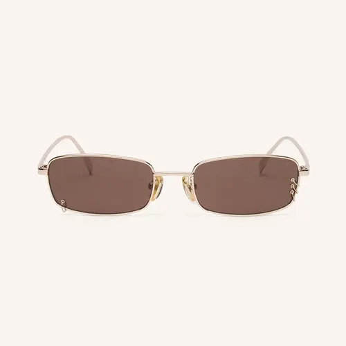 DEZI Hooked Rectangle Sunglasses with Metal Wire Frame with Jewelry-Inspired Asymmetrical Rings