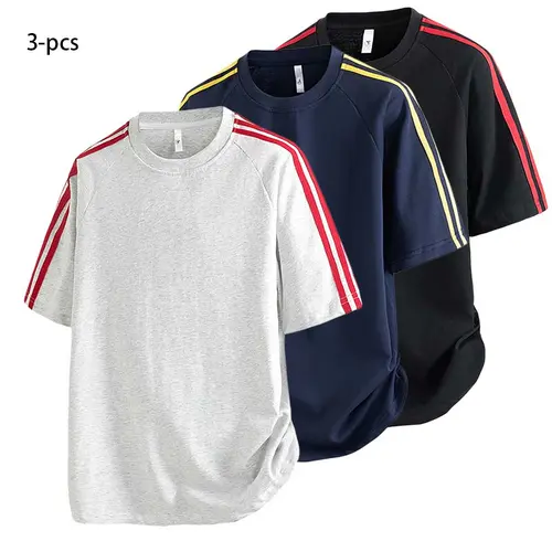 Men's Loose Color-Block Short-Sleeve Athletic Shirt - Trendy Summer Casual Sportswear, Streetwear Clothing, Athletic Clothes for Everyday Outings, Gifts for Him, Men's Clothing