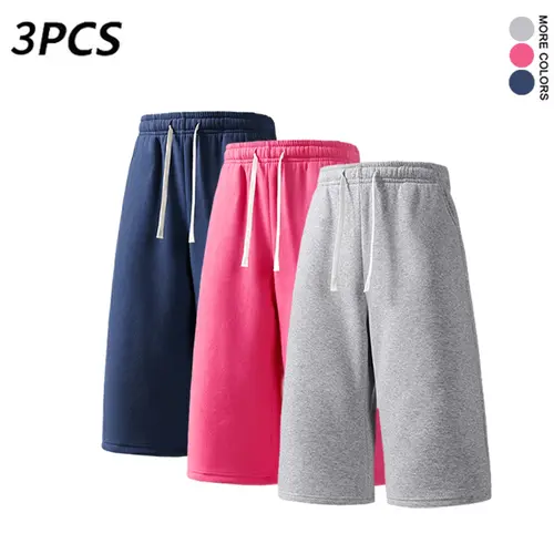 SPEEALER Men's 3-Pack Gray Knit Casual Sports 3-Quarter Loose Fit Jogger Shorts, Summer-Ready, Available in Single Pack, Men's Shorts Sportswear