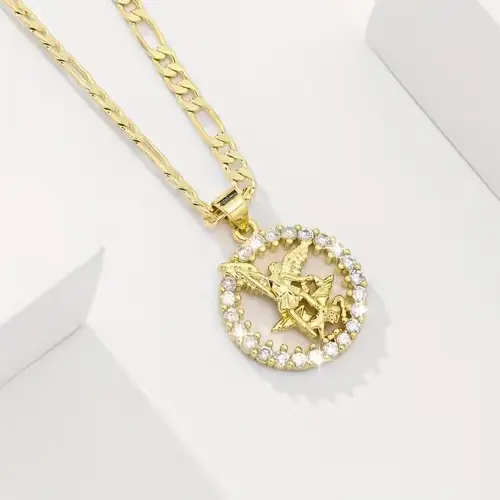 Elegant 14K Gold PlatedPriest Pendant Necklace with Cubic Zirconia Bohemian StyleSuitable for Holidays And Special Occasions, Holiday Jewelry IBohemian Style Pendant |14K Gold Plated Jewelry,sohochic