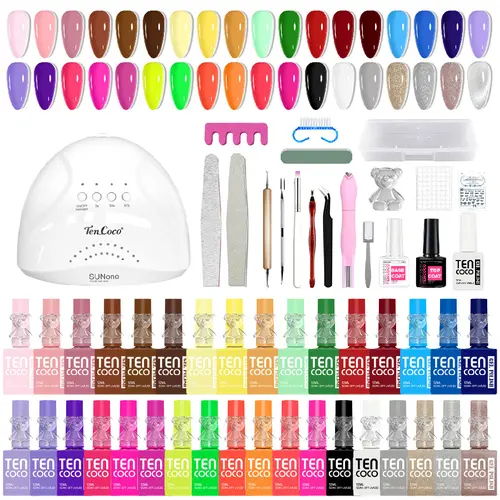 Tencoco 35 Colors Gel Nail Polish Kit Deluxe Edition, 99 PCS Gel Polish Nail Kit with 1 Crystal Cat Eye Gel,Include Nail Art Tools Set, UV Light, Crystal Teddy Bear, 3 in 1 Magnet, Nail Gel Polish Set, Perfect Gift for Women #SummerVibes