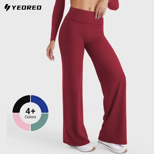 YEOREO Women's Foldover High-Waist Athletic Fitness Leggings, 31.5" Straight Leg Black Foldover Pants, Comfy Tummy Control Gym Workout Apparel for Women's Sports & Outdoor Activities, Leggings Women,sohochic