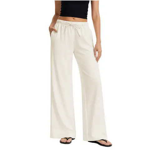 AnotherChill Women's Crepe Wide Leg Pants Casual Wrinkle Resistant Breathable Lightweight Trousers for Spring Summer