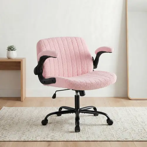 Height Adjustable Criss Cross Chair with Wheels and Armrests, Wide Swivel Desk Chairs, Reading Chair for Home, Office
