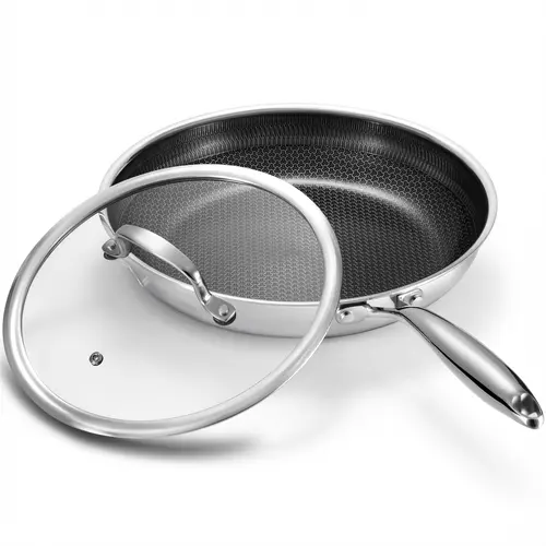 TIBBICC Non Stick Frying Pan 8/10/12 inch with Lids, Hybrid Stainless Steel Skillets with Stay-Cool Handles, PFOA-Free Non-Toxic Cookware, Dishwasher & Oven Safe, Compatible with All Cooktops, Nonstick Cooking Tools,home essentials,sohochic