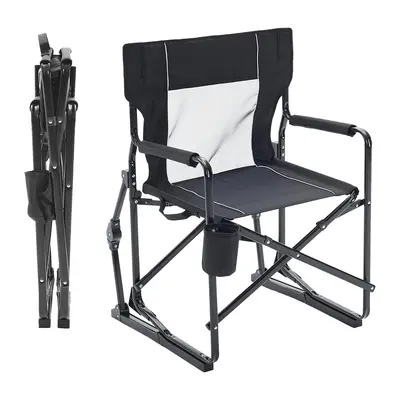 Stowaway Rocker ,Folding Camping Chair, Padded High Back, Adjustable Lumbar Support, Extra Wide for Adults, 5000 LBS Steel Frame, Portable Outdoor