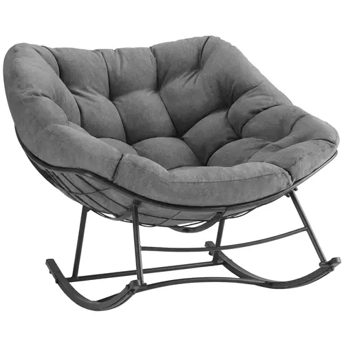 Sweetcrispy Heavy Duty Outdoor Rocking Garden Chair with Cushion - Oversized Egg Lounge, 450 Lbs All-Weather Glider for Patio, Living Room, Garden Chairs