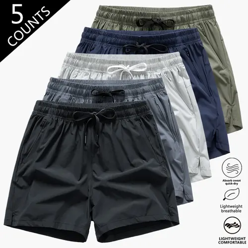 Men's Quick-Dry Lightweight Breathable Beach Swim Trunks - Male Clothing Activewear with Pockets, Elastic Drawstring Waistband - Hot Weather Men's Shorts for Summer Swimming, Casual Wear sohochic