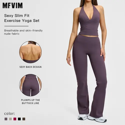 MFVIM Women's 2 Piece Sleeveless Colorblock Fleece Yoga Set with Shoulder Straps, Athletic Fit Training Clothes for Gym Workout Women, Premium Sportswear for Running & Exercise,summerwins,travel essentials,camping essentials,sohochic