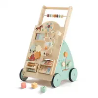 Sweetcrispy Wooden Toddler Walker - Montessori Learning Toy with Adjustable Speed, Activity Center, Silent Rubber Wheels, Built for Years of Toddler Play, for 12+ Month Babies