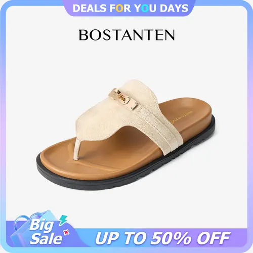 BOSTANTEN Women's Thong Sandals - Suede Upper Slip-On Casual Sandals & Flip Flops with Cushioned Soft Footbed for Casual Walking, Summer Beach Wear, Sandals For Women,sohochic