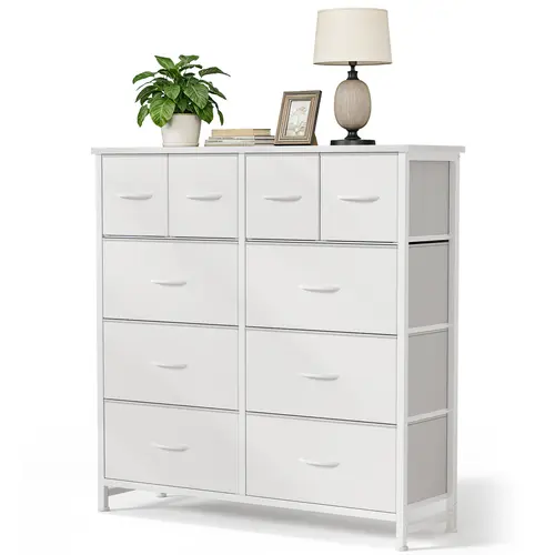 Sweetcrispy Fabric Drawer Dresser - 10 Multi Storage Drawers Cabinet, Modern Home Decor Entryway Furniture for Bedrooms, Living Rooms (TV Stand & Wardrobe Compatible)