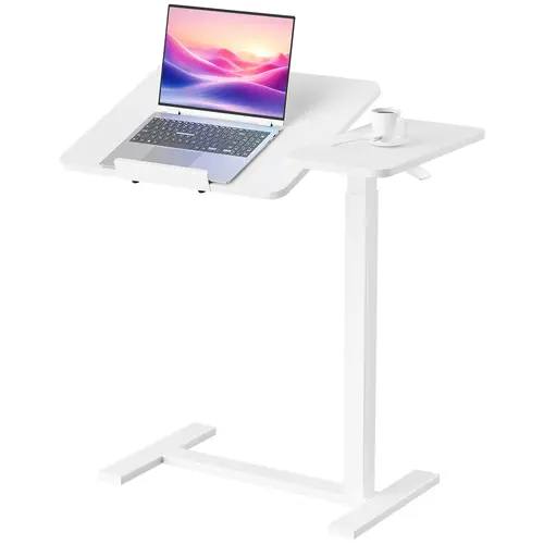 【Deal】Sweetcrispy Overbed Bedside Table with Wheels, Adjustable Hospital & Home Use Bed Table, Rolling Laptop Table, Mobile Standing Desk Modern Bedside Tables Rectangular Tabletop