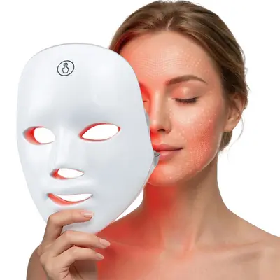Cotsoco Red Light Therapy Mask, 7 Color Led Photorejuvenation Mask, USB Rechargeable LED Light Face Mask for Skincare, Facial Beauty Instrument, Gift for Women